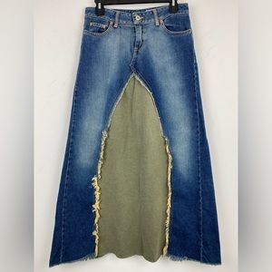 Vintage Blue Tattoo size Small & Medium Women’s Blue Green Denim Jean Skirt